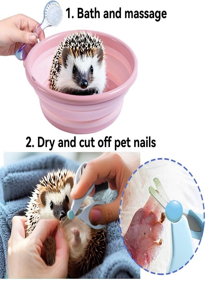 JSLZF Hedgehog Bath Supplies Grooming Kit: Foldable Bathtub, Nail Clippers, Bathing Brushes, Towel for Hedgehog Small Pets like Guinea Pigs - Image 5